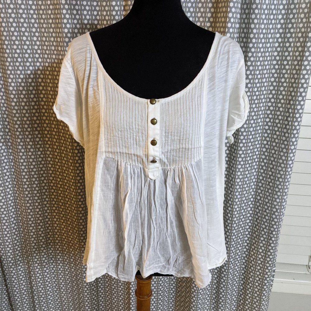 Anthropologie C. Keer cream button down top